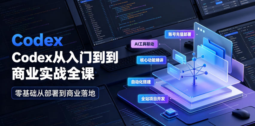 Codex从入门到商业实战全课｜账号充值部署、AI工具联动、核心功能精讲、自动化搭建、全站项目开发零基础教程-龙祁轻创社区