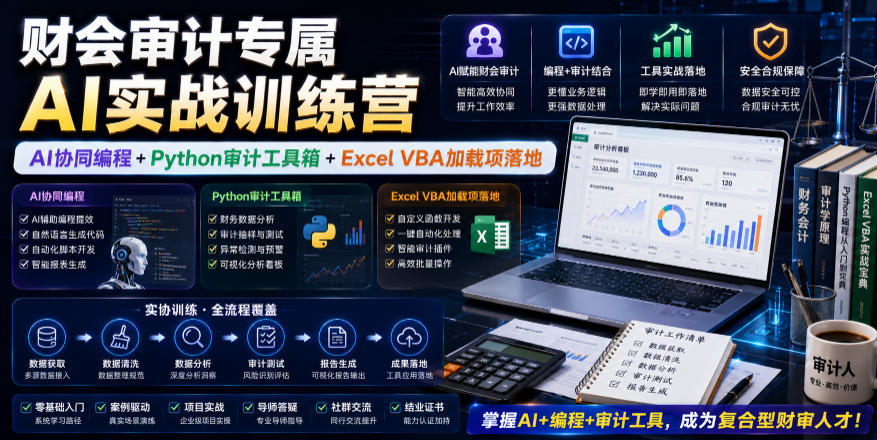财会审计专属AI实战训练营｜AI协同编程+Python审计工具箱+Excel VBA加载项落地(更新0710)-龙祁轻创社区