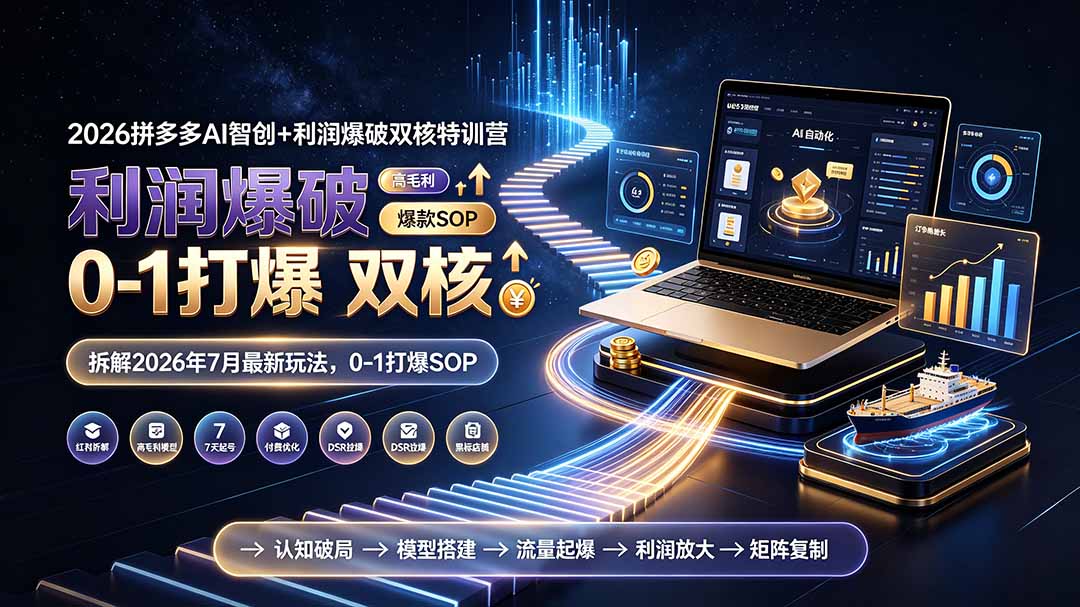 2026拼多多AI智创+利润爆破双核特训营-拆解2026年7月最新玩法，0-1打爆SOP-龙祁轻创社区