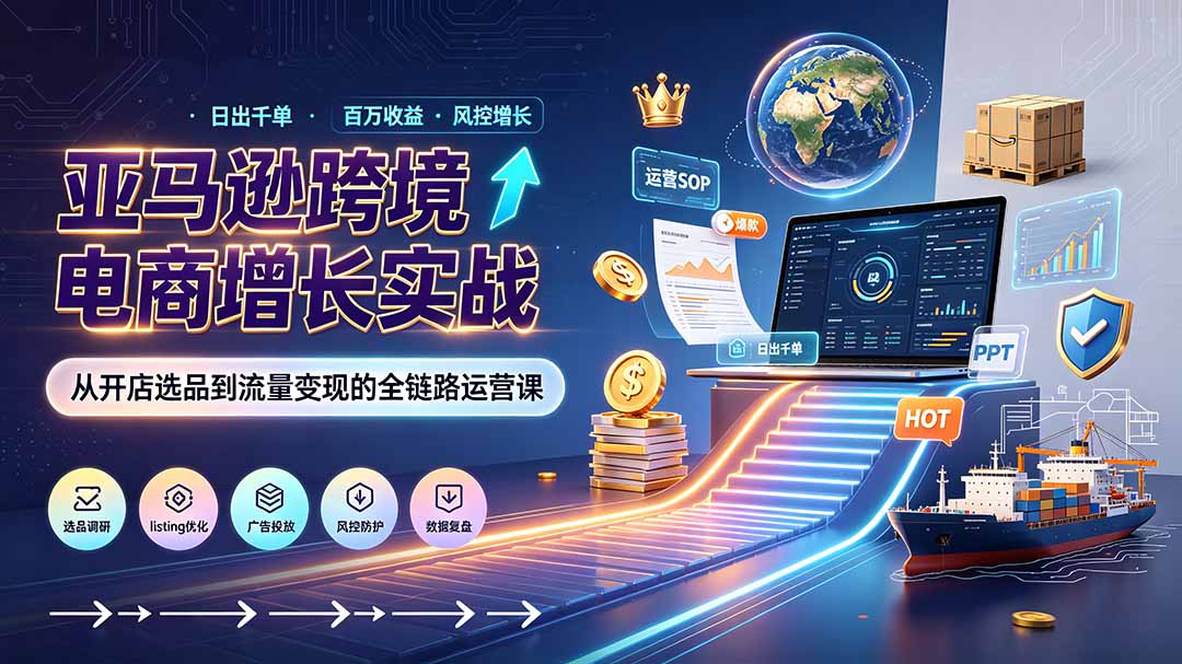 亚马逊0-1孵化特训营8期：从注册风控到稳定日出千单实战，规避审核封店风险，标准化执行流程落地-龙祁轻创社区