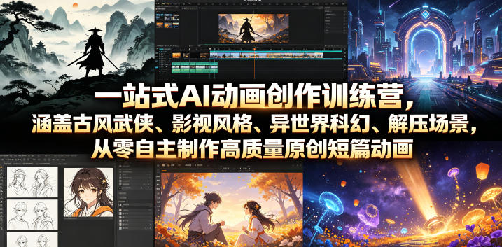 一站式AI动画创作训练营，涵盖古风武侠、影视风格、异世界科幻、解压场景，从零自主制作高质量原创短篇动画(更新)-龙祁轻创社区