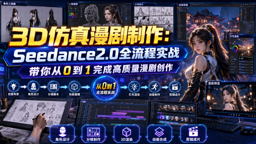 3D仿真漫剧制作：Seedance2.0全流程实战，带你从0到1完成高质量漫剧创作-龙祁轻创社区