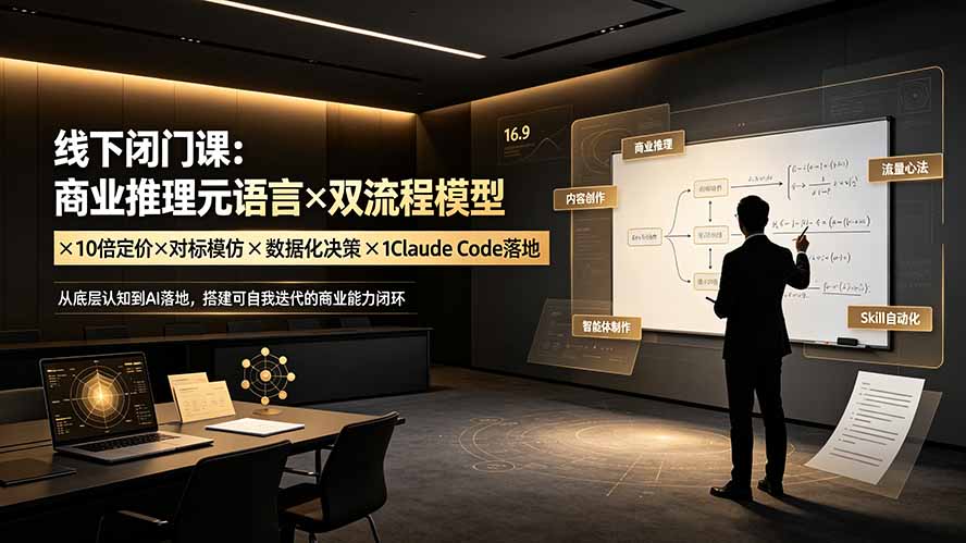 线下闭门课：商业推理元语言×双流程模型×10倍定价×对标模仿×数据化决策×Claude Code落地，击穿认知盲区-龙祁轻创社区