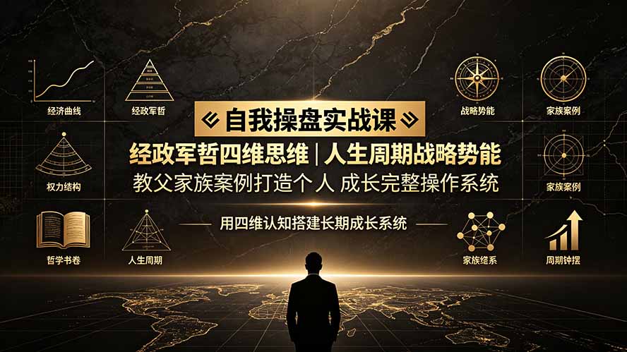 自我操盘实战课：经政军哲四维思维｜人生周期战略势能｜教父家族案例打造个人成长完整操作系统-龙祁轻创社区