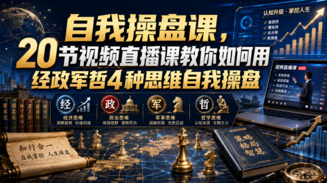 自我操盘课，20节视频直播课教你如何用经政军哲4种思维自我操盘-龙祁轻创社区