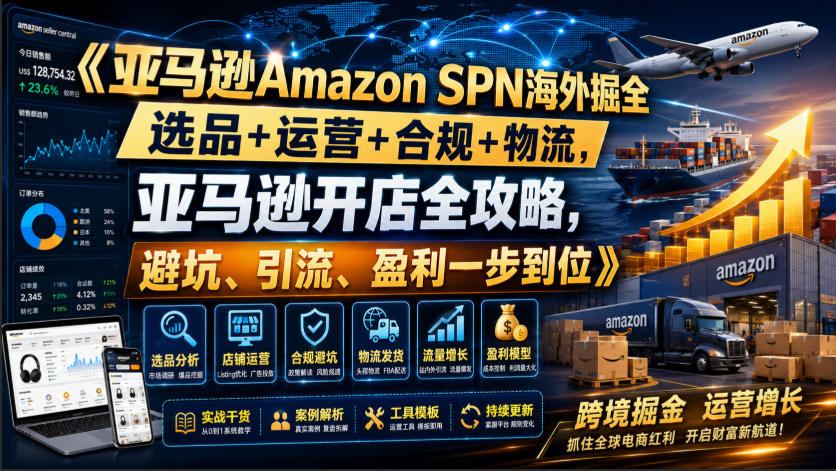 亚马逊Amazon SPN海外掘全，选品+运营+合规+物流，亚马逊开店全攻略，避坑、引流、盈利一步到位-龙祁轻创社区