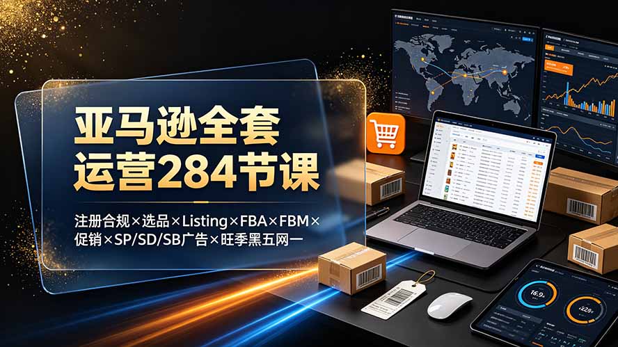 亚马逊全套运营284节课：注册合规×选品×Listing×FBA×FBM×促销×SP/SD/SB广告×旺季黑五网一-龙祁轻创社区