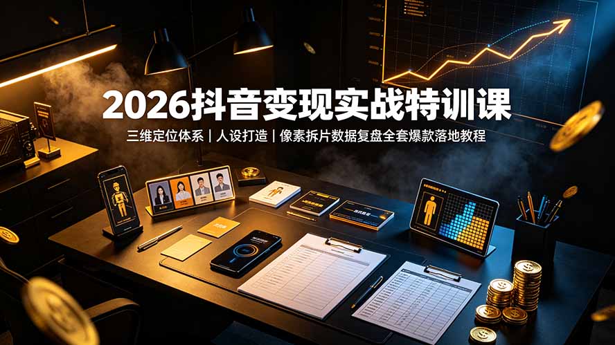 2026抖音变现实战特训课：三维定位体系｜人设打造｜像素拆片数据复盘全套爆款落地教程-龙祁轻创社区