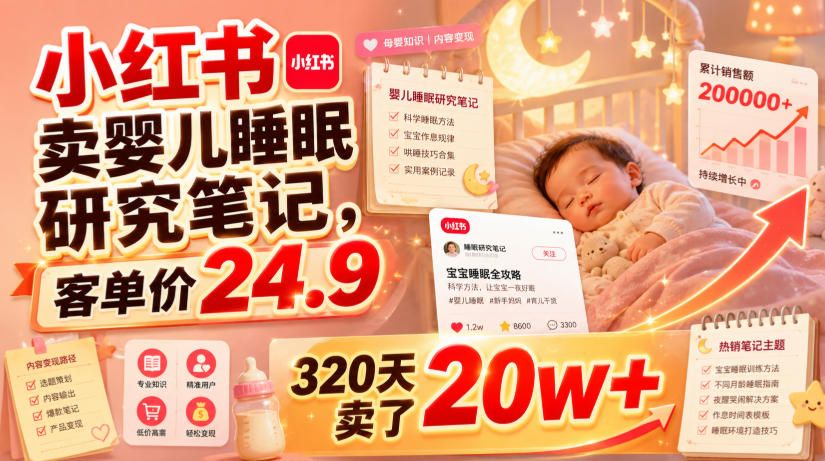 小红书卖婴儿睡眠研究笔记，客单价24.9，320天卖了20w+-龙祁轻创社区