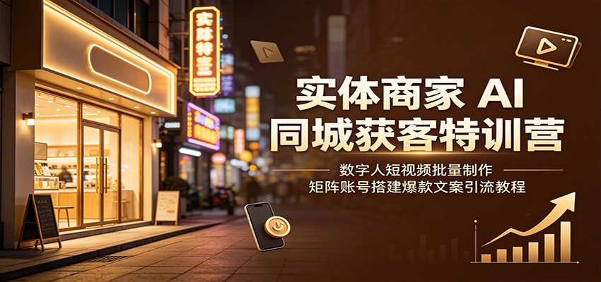 实体商家AI同城获客特训营：数字人短视频批量制作，矩阵账号搭建爆款文案引流教程-龙祁轻创社区