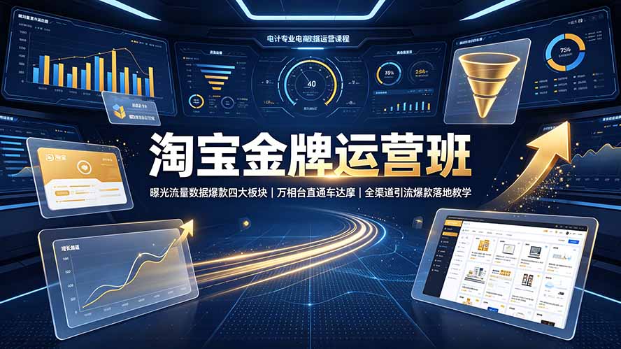 淘宝金牌运营班-7月：曝光流量数据爆款四大板块｜万相台直通车达摩｜全渠道引流爆款落地教学-龙祁轻创社区