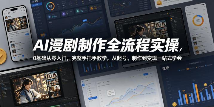 AI漫剧制作全流程实操，0基础从零入门，完整手把手教学，从起号、制作到变现一站式学会(更新)-龙祁轻创社区