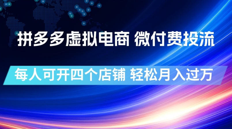 拼多多虚拟电商，微付费投流玩法，每人可开四个店，轻松月入过1W【揭秘】-龙祁轻创社区