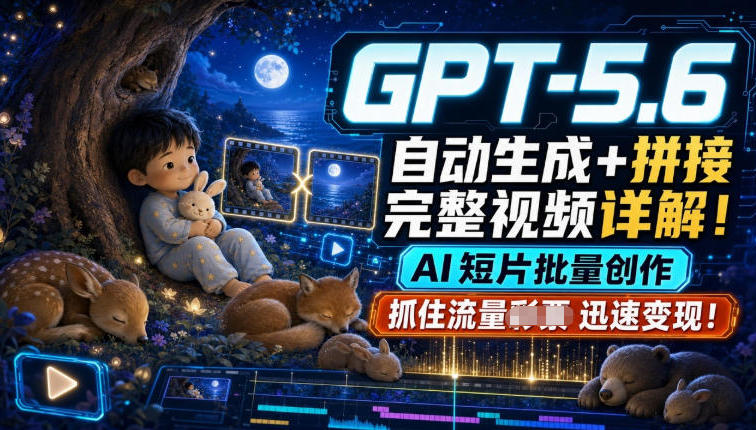 GPT-5.6自动生成＋拼接完整视频详解，AI短片批量创作，抓住流量迅速变现！-龙祁轻创社区