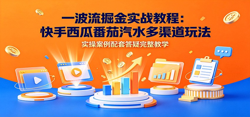 一波流掘金实战教程：快手西瓜番茄汽水多渠道玩法，实操案例配套答疑完整教学-龙祁轻创社区