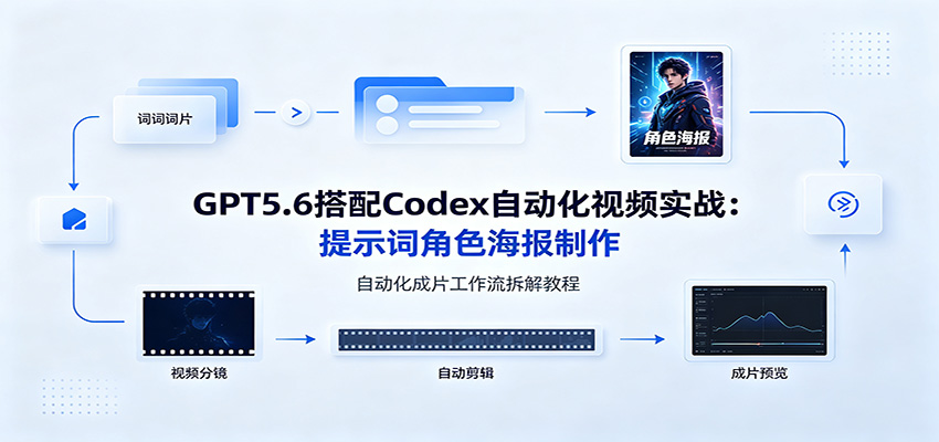 GPT5.6搭配Codex自动化视频实战：提示词角色海报制作，自动化成片工作流拆解教程-龙祁轻创社区