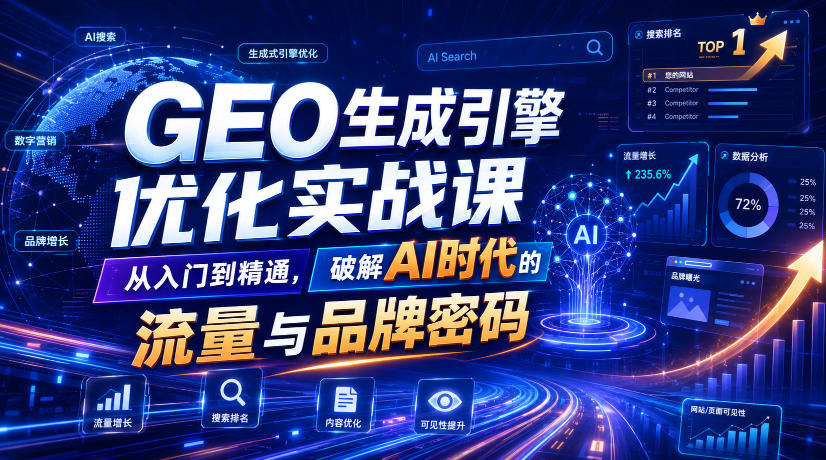 GEO生成引擎优化实战课，从入门到精通，破解AI时代的流量与品牌密码-龙祁轻创社区