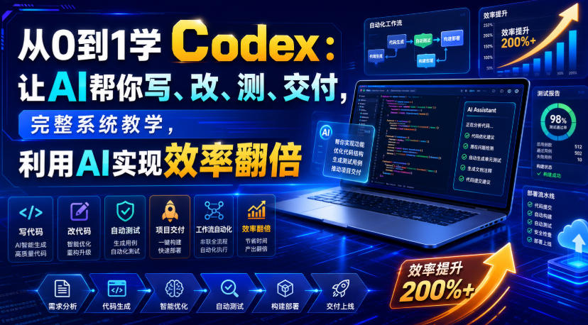 从0到1学Codex：让AI帮你写、改、测、交付，完整系统教学，利用AI实现效率翻倍-龙祁轻创社区