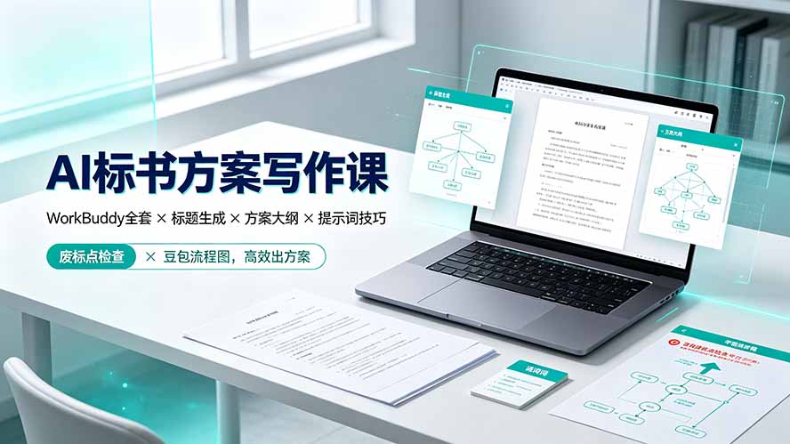 AI标书方案写作课：WorkBuddy全套×标题生成×方案大纲×提示词技巧×废标点检查×豆包流程图，高效出方案-龙祁轻创社区