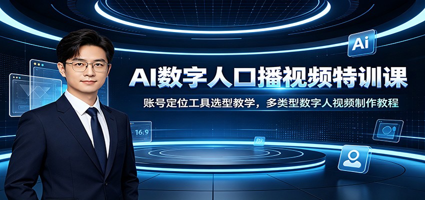 AI数字人口播视频特训课：账号定位工具选型教学，多类型数字人视频制作教程-龙祁轻创社区