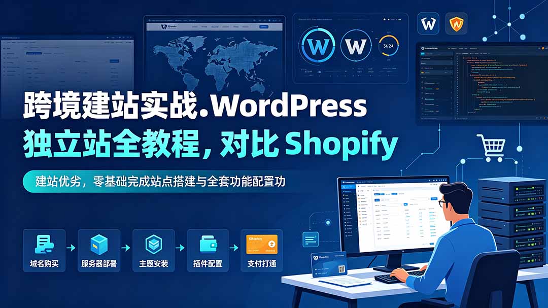 跨境建站实战：WordPress 独立站全教程，对比 Shopify 建站优劣，零基础完成站点搭建与全套功能配置-龙祁轻创社区