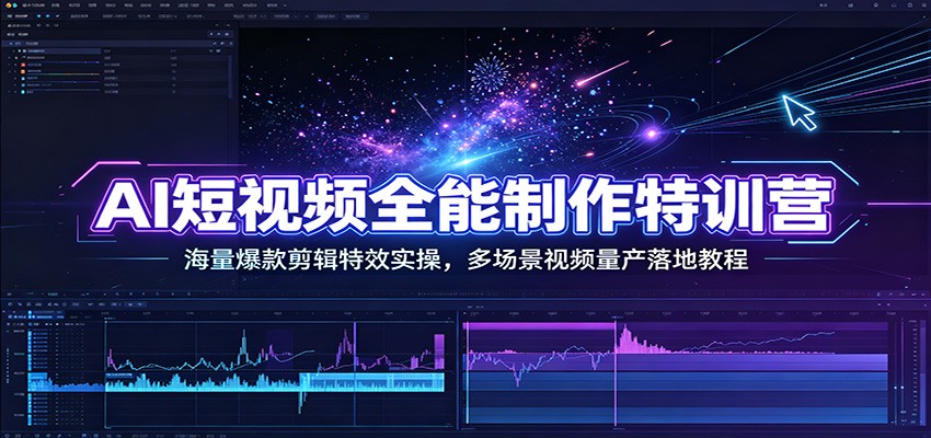 AI短视频全能制作特训营：海量爆款剪辑特效实操，多场景视频量产落地教程-龙祁轻创社区