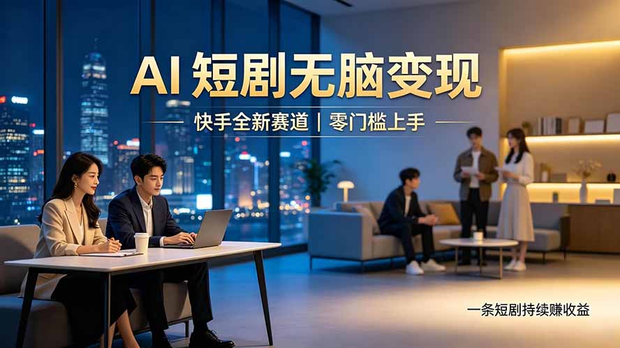 别乱找副业了，快手 AI 短剧零门槛长久被动增收-龙祁轻创社区