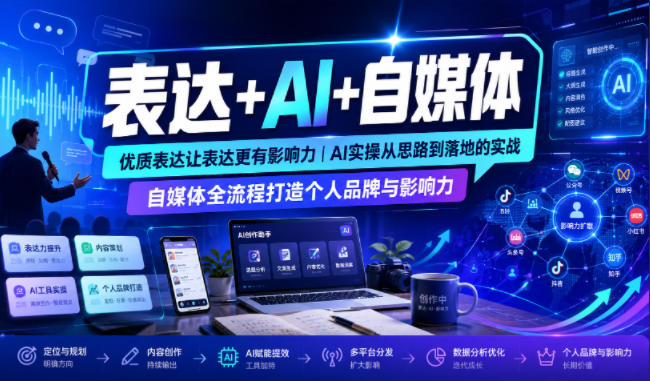 表达+AI+自媒体，优质表达让表达更有影响力|AI实操从思路到落地的实战|自媒体全流程打造个人品牌与影响力-龙祁轻创社区