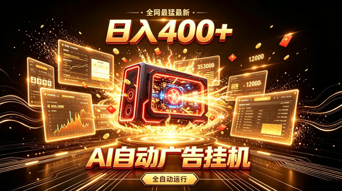 全网最猛最新的AI自动广告挂G，狠收益日入400+，真正做到躺賺式变现【揭秘】-龙祁轻创社区