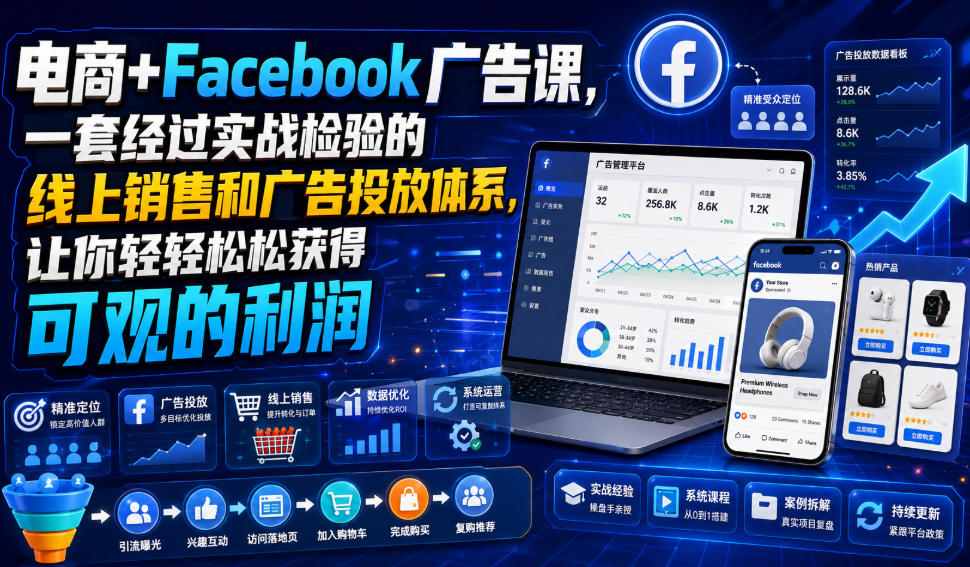 电商+Facebook广告课，一套经过实战检验的线上销售和广告投放体系，让你轻轻松松获得可观的利润【原创双语字幕】-龙祁轻创社区