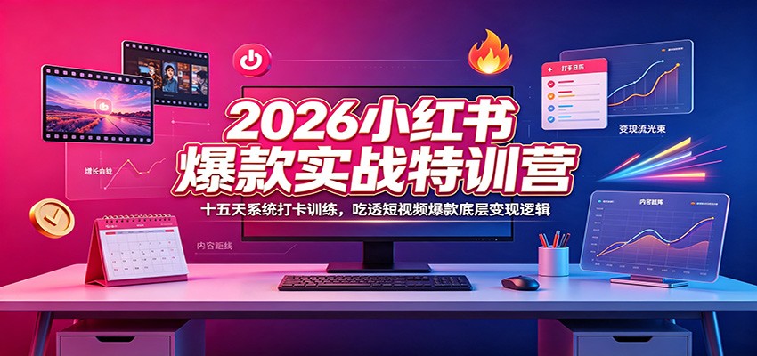 2026小红书爆款实战特训营：十五天系统打卡训练，吃透短视频爆款底层变现逻辑-龙祁轻创社区