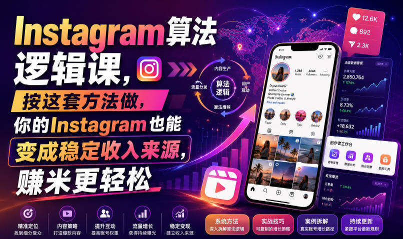 Instagram算法逻辑课，按这套方法做，你的Instagram也能变成稳定收入来源，賺米更轻松【原创双语字幕】-龙祁轻创社区
