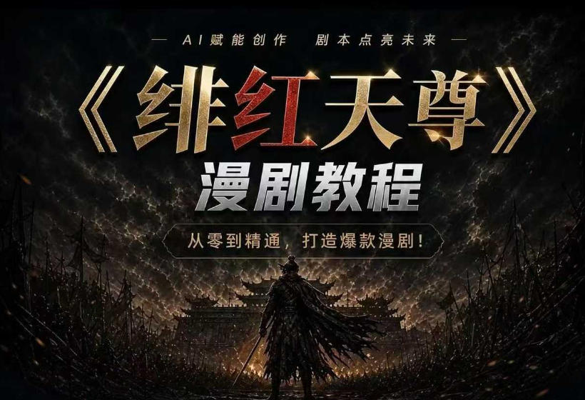 绯红天尊AI漫剧系统教程｜从零入门到精通，工具运用+剧本创作+爆款逻辑+提示词素材+镜头剪辑，全套爆款漫剧落地实战课-龙祁轻创社区