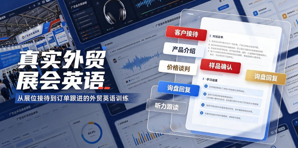 真实外贸展会英语，广交会外贸口语听力突击课程【音频】-龙祁轻创社区