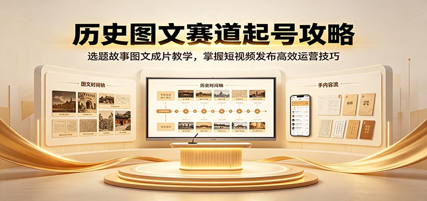 历史图文赛道起号攻略：选题故事图文成片教学，掌握短视频发布高效运营技巧-龙祁轻创社区