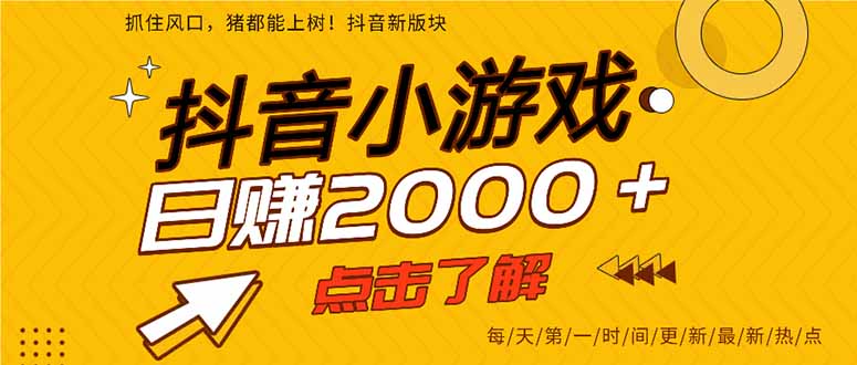 （14319期）抖音小游戏，最新风口项目，亲测单游戏2000+感兴趣点击了解。-龙祁轻创社区